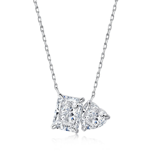 925 Silver Heart CZ Pendant Necklace DY190372 by KAKODIY