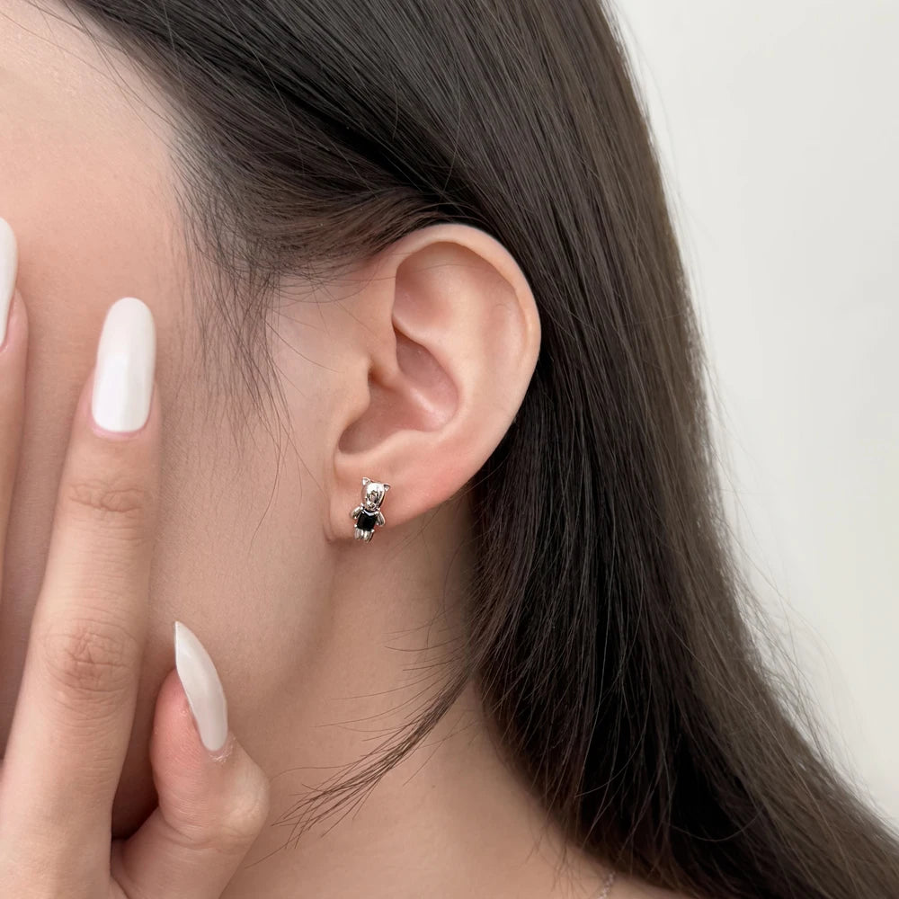 KAKODIY Cute Glamour Design Fashion Accessories Rhodium Plated 925 Sterling Silver 5A Cubic Zirconia Bear Stud Earrings Daily Life - product image 3