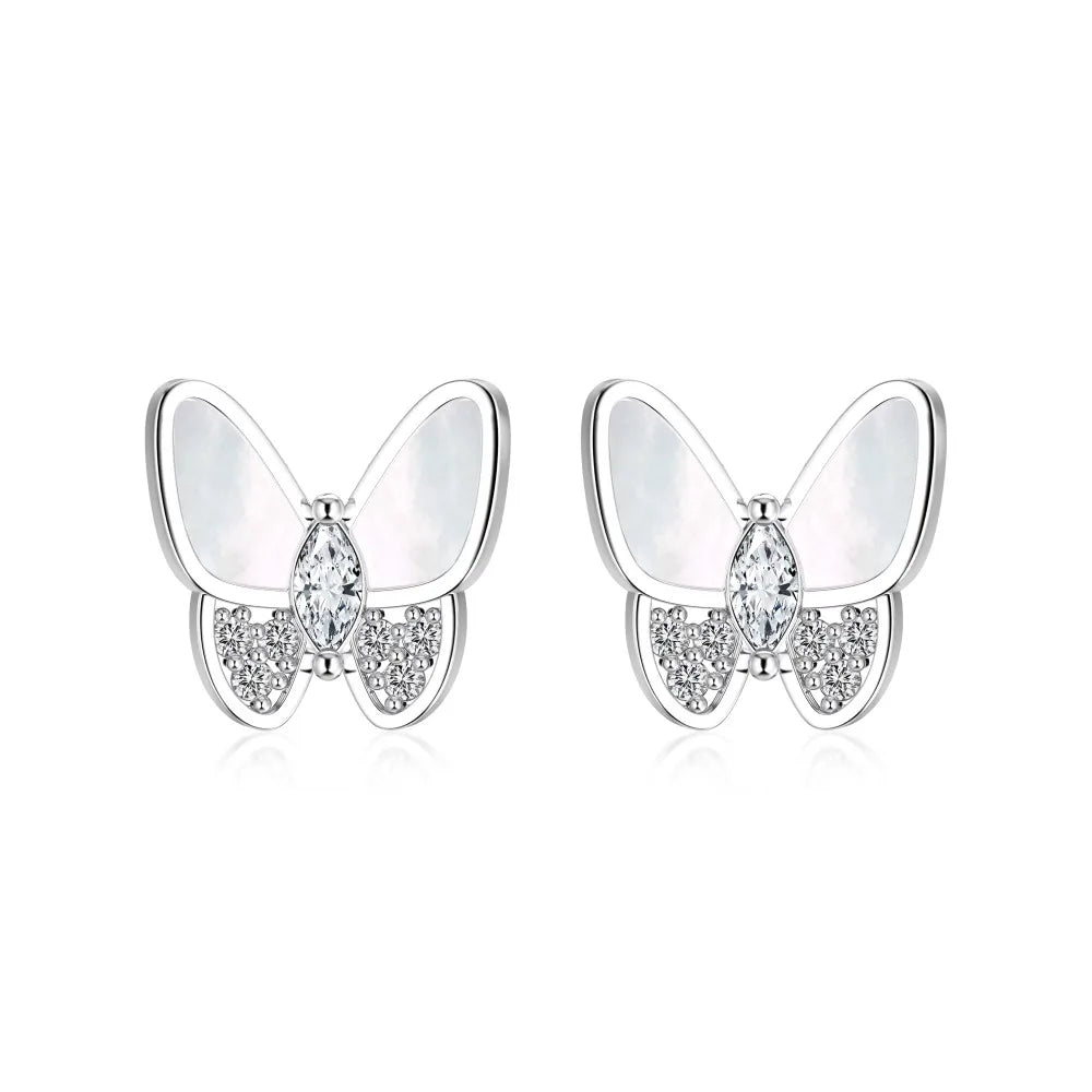 KAKODIY Elegance Women's Jewelry Accessories 925 Sterling Silver Hypoallergenic Shell 5A Cubic Zirconia Butterfly Stud Earrings - product image 1