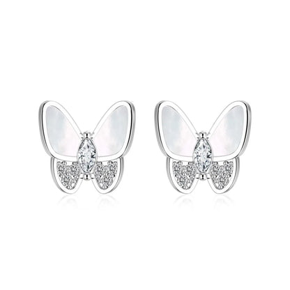 KAKODIY Elegance Women's Jewelry Accessories 925 Sterling Silver Hypoallergenic Shell 5A Cubic Zirconia Butterfly Stud Earrings - product image 1