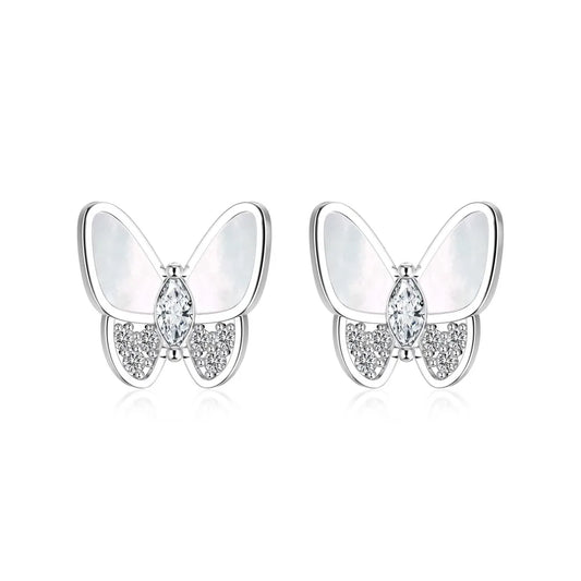 KAKODIY Elegance Women's Jewelry Accessories 925 Sterling Silver Hypoallergenic Shell 5A Cubic Zirconia Butterfly Stud Earrings - product image 1