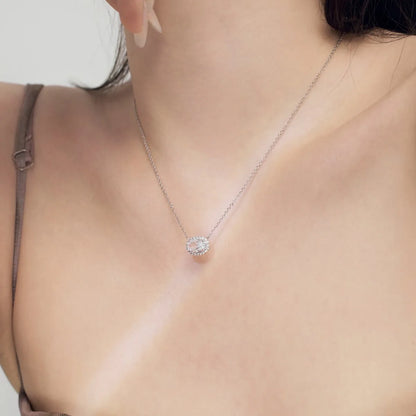 Hot Sale High Quality S925 Silver Jewelry Round Oval 8A Cz Zirconia Pendant Necklace 18K Gold Plated Necklaces for Women